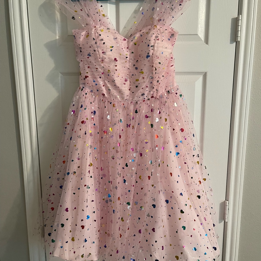 Unique Vintage Pink Tulle Sweetheart Dress
